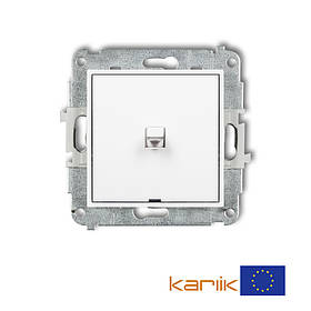 Американський вимикач 1-клавішний Karlik MINI MWPUS -1 білий внутрішній 10А 250В (однополюсний механізм без рамки)