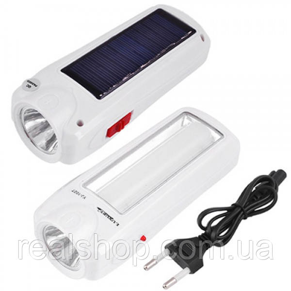 Ліхтар ручний Yajia YJ-1027T 1W+9SMD із сонячною батареєю Білий