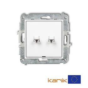 Американський вимикач 2-клавішний Karlik MINI MWPUS -2 білий внутрішній 10А 250В (однополюсний механізм без рамки)