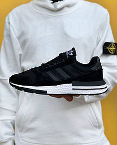 Чоловічі кросівки чорні Adidas ZX 500 Black/white (00759)