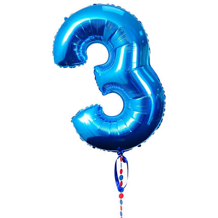 Кулька у вигляді цифри 3, колір синій, фото 2