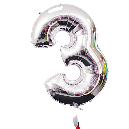 Кулька у вигляді цифри 3 в кольорі срібло, фото 2