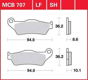 Мотоколодки TRW MCB707 аналог BREMBO 07BB28SP / FERODO FDB2039P/ EBC FA363 /Braking 794 /SBS 742, фото 1