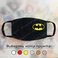 "Знак Бэтмен" черная защитная маска с принтом - ВЫБЕРИТЕ ЦВЕТ