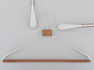 Плічка вішалки тремпеля метал з деревом білого кольору, довжина 42,5 см