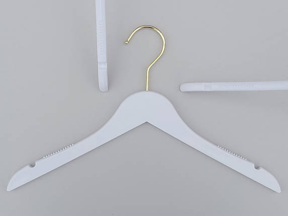 Довжина 38 cм. Вішаки пластмасові серія "Perfetto" білого кольору, глянцеві , Mainetti Group Італія, фото 2