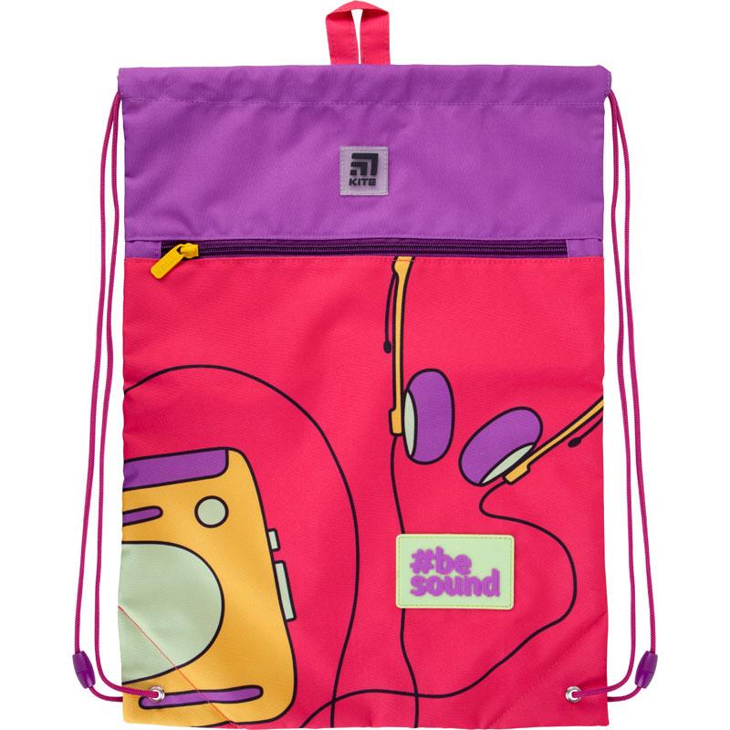 Сумка для взуття з кишенею Kite Education Be sound (K21-601L-22) 128 г 49x36 см рожевий, фіолетовий, фото 1
