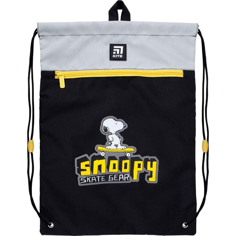 Сумка для взуття з кишенею Kite Education Snoopy (SN21-601M-1) 112 г 46x33 см чорний, сірий