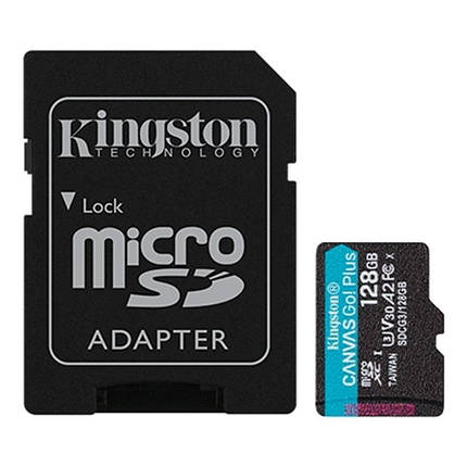 Карта памяти MicroSDXC 128GB UHS-I U3 Class 10 Kingston Canvas Go! Plus R170/W90MB/s + Adapter SD, фото 2