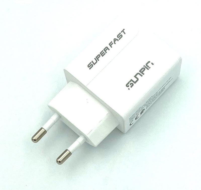 Мережевий зарядний пристрій Sunpin DC-02 Super Fast 22.5W (5V / 4.0A / 1USB) + кабель Type C White
