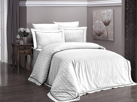 Набір постільної білизни First Choice DELUXE Satin "NOVEL LINE / beyaz" DLX 21, фото 1