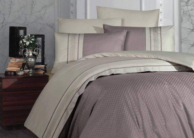 Набор постельного белья First Choice DELUXE Satin "SQUARE DUET / vizon & toprak" DLX 36, фото 1