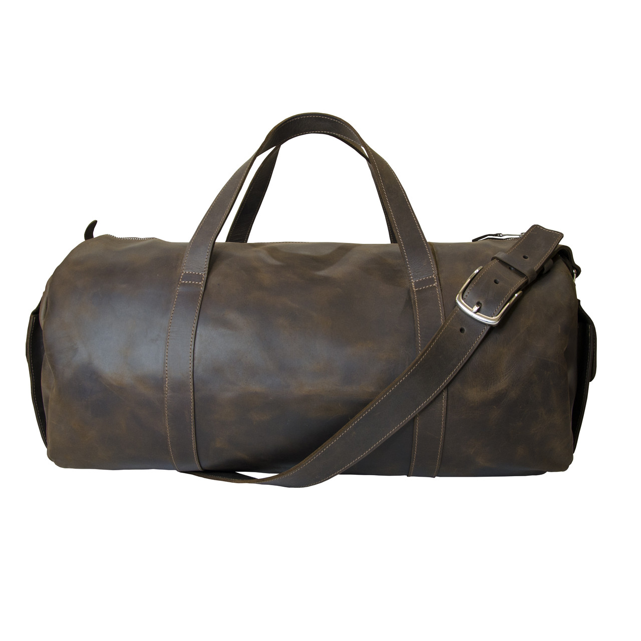 Чоловіча стильна сумка коричневого кольору з натуральної шкіри від Grande Pelle велика дорожня та спортивна сумка