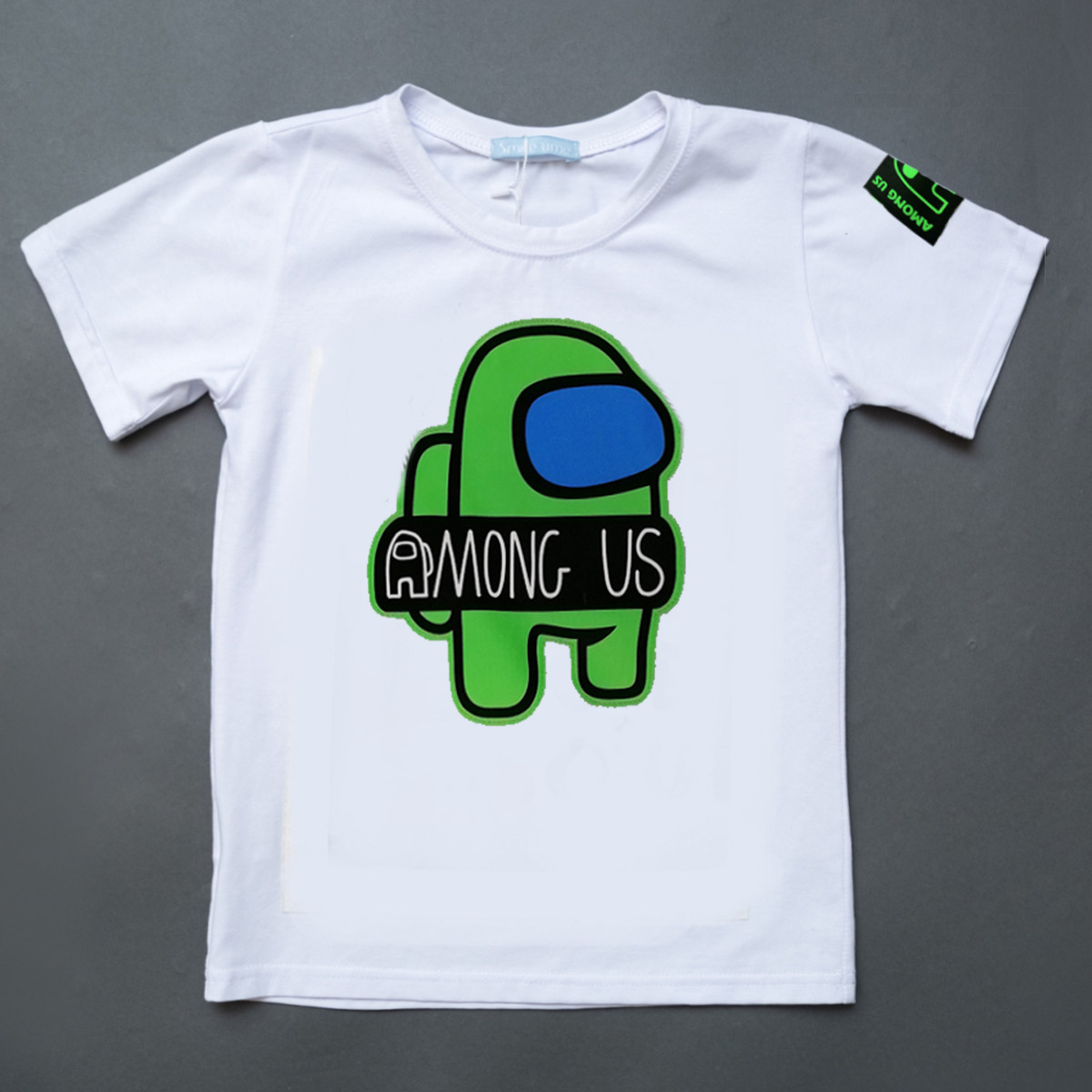 Біла футболка для хлопчика Амонг Ас Green Among Us SmileTime