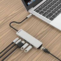 Перехідник концентратор USB-хаб 6 в 1 ZAMAX розгалужувач Type C HUB to 4k хаб для MacBook