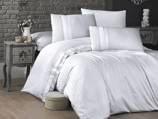 Набір постільної білизни First Choice DELUXE Satin "NEW TREND / beyaz" DLX 71, фото 1