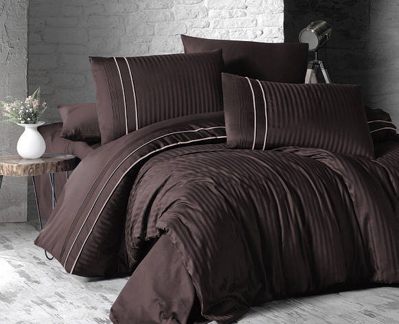 Набір постільної білизни First Choice DELUXE Satin "STRIPE STYLE / cikolata" DLX 91, фото 1