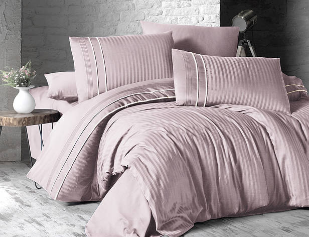 Набір постільної білизни First Choice DELUXE Satin "STRIPE STYLE / pudra" DLX 106, фото 1