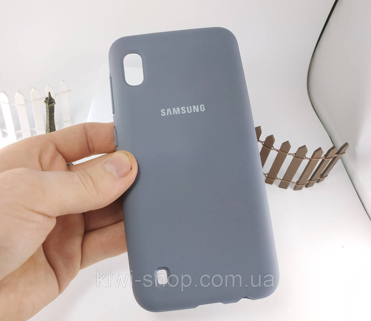 Оригінальний чохол "Silicon case" для Samsung Galaxy A10 (2019) A105 Soft Touch (сірий лавандовий), фото 1
