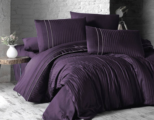 Набір постільної білизни First Choice DELUXE Satin "STRIPE STYLE / mor" DLX 121, фото 1