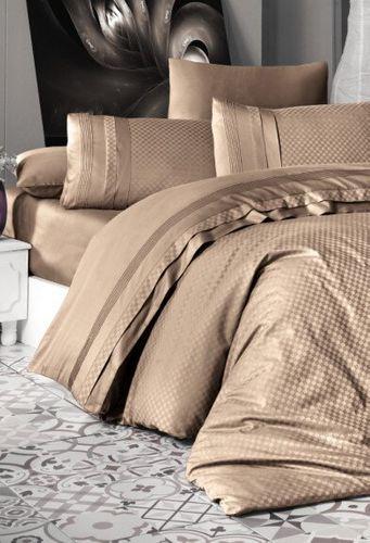 Набір постільної білизни First Choice DELUXE Satin "SQUARE / badem" DLX 136