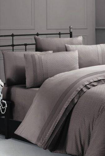 Набір постільної білизни First Choice DELUXE Satin "SQUARE / vizon" DLX 146