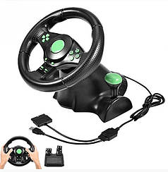 Ігрове мультимедійне універсальне кермо з педалями Super Vibration Steering Wheel USB / PC / PS3 / PS2 Jw