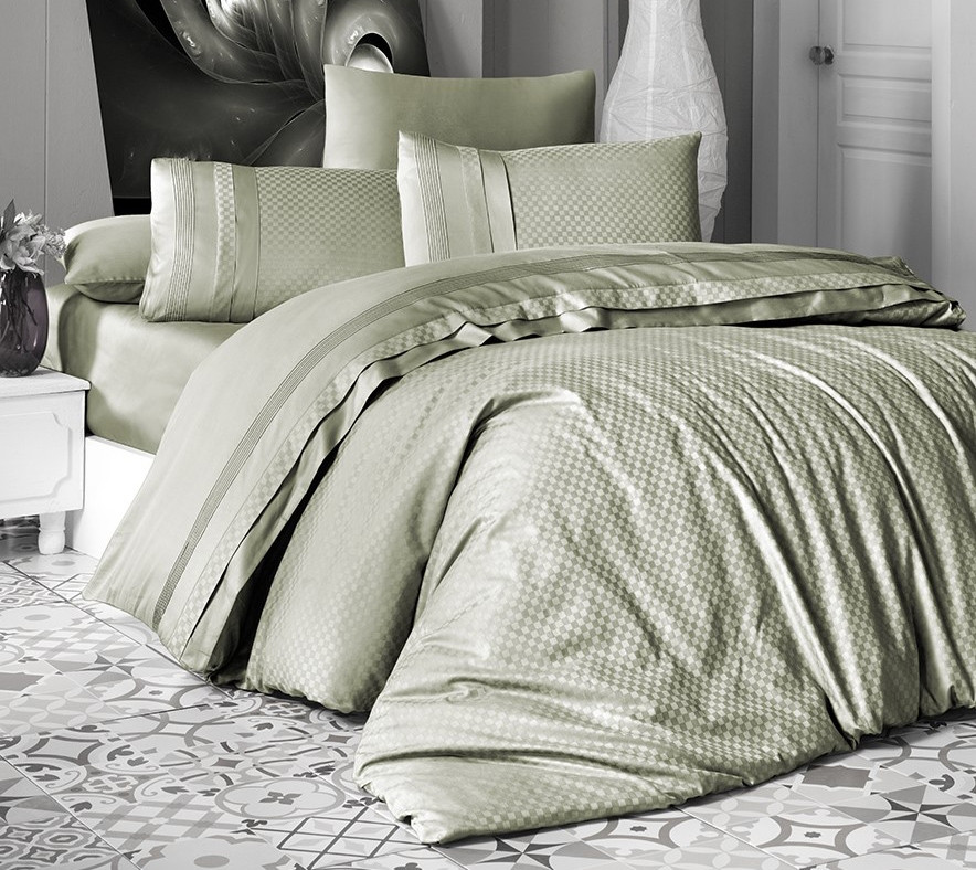 Набір постільної білизни First Choice DELUXE Satin "SQUARE / yesil" DLX 161
