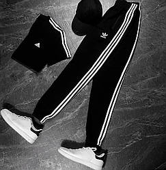 Костюм чоловічий спортивні штани футболка Adidas чорний комплект весняний літній адідас