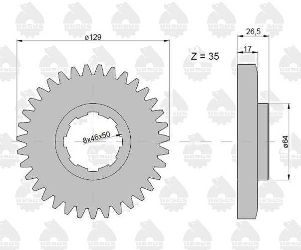 Шестірня коробки передач 50011122U C-330 ORIGINAL URSUS, фото 1