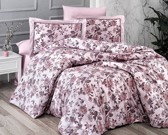 Набір постільної білизни First Choice DELUXE Satin "AGORA / pudra" DLX 191, фото 1