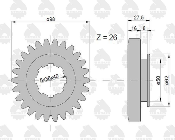Шестірня коробки передач 50011132U C-330 ORIGINAL URSUS