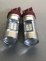 Красные двухконтактные светодиодные лампы с линзой  w21/5 w 2 шт.