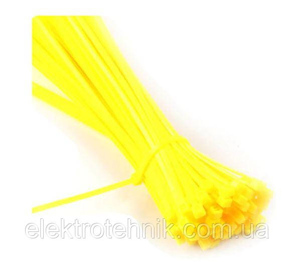 Кабельна стяжка 4*300 (3,6*300) нейлонова жовтого кольору 100шт.