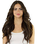 Волосся на шпильках 40 см 120 грамів. Колір #02 Темно-коричневий, фото 4