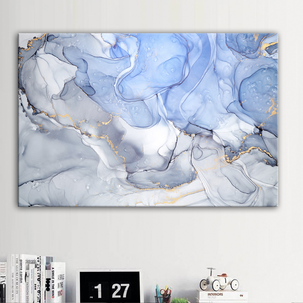 Картина інтер'єрна на полотні Флюїд Арт Небесна Блакить, фото 1