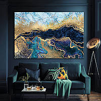 Картина интерьерная на холсте Флюид Арт Золотые Переливы