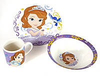 Дитячий набір керамічного посуду для годування Принцеса Софія 3 (Princesa Sofia) 3 предмета