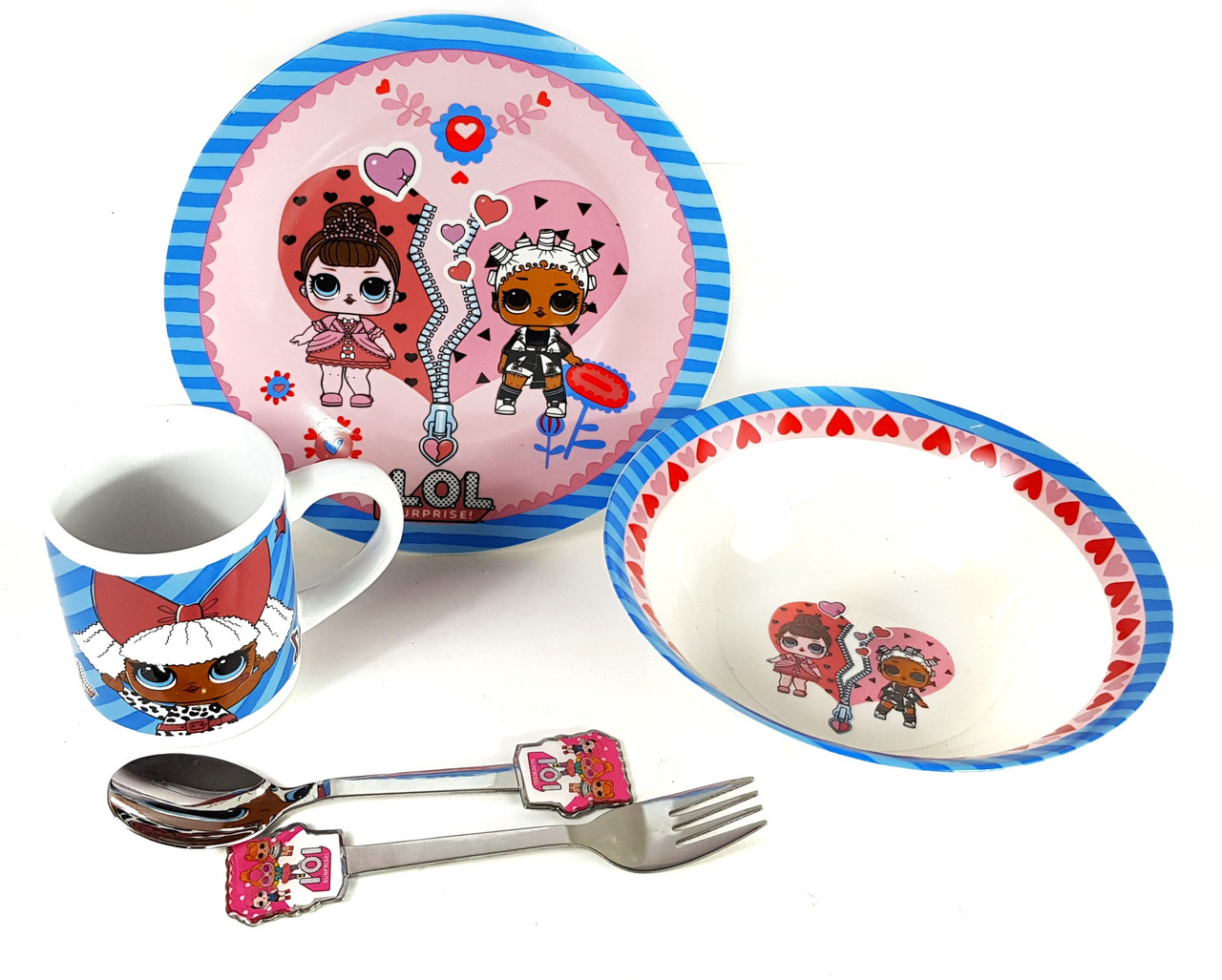 Дитячий набір керамічного посуду для годування Лол Blue (Lol) 5 предметів