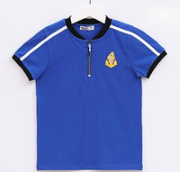 Модная футболка поло для мальчика синего цвета с молнией
