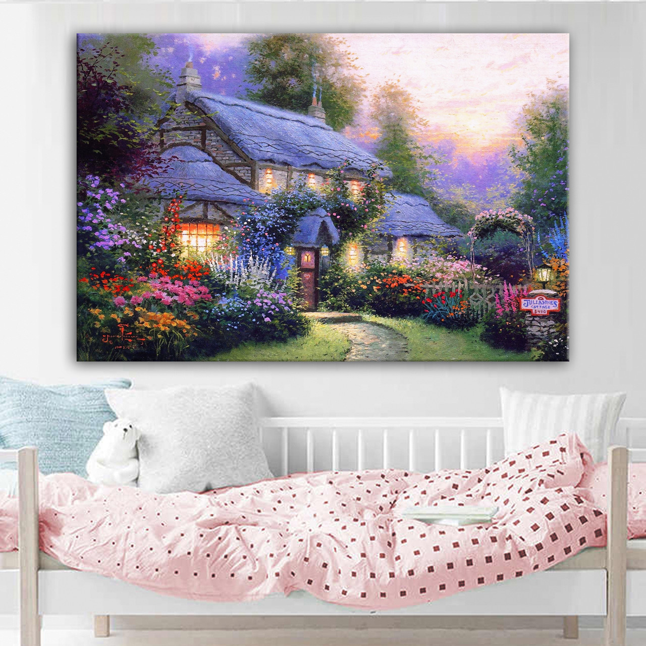 Картина інтер'єрна на полотні Юліанський Котедж, Julianne`s Cottage, Томас Кинкейд (Thomas Kinkade), фото 1