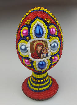 Писанка декоративна з бісеру, орнамент.