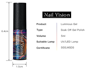 Люмінесцентний УФ гель-лак 5 мл Nail Vision 011 фіолетовий, фото 2