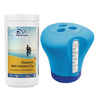 Готовий набір для догляду за водою в басейні до 5 м³, Chemoform «Міні» (мульти-таб, дозатор)