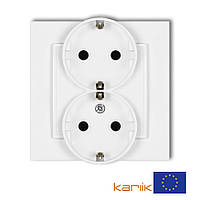 Розетка 2-я з/к Karlik MINI MGP-2sp біла зі шторками захисними