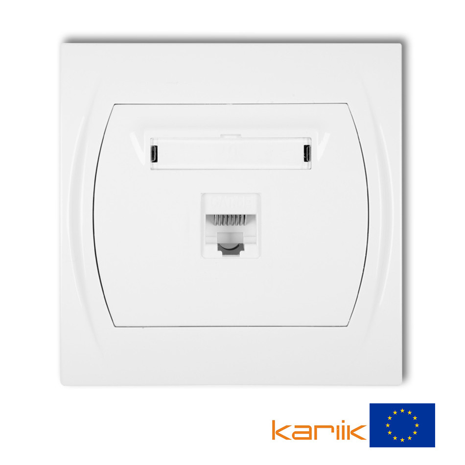 Розетка комп'ютерна Karlik LOGO LGK-1 RJ45 UTP cat 5E 8P8C біла внутрішня LAN