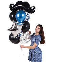 Кульки для чоловіка на день народження з фольгированной фігурою Вуса