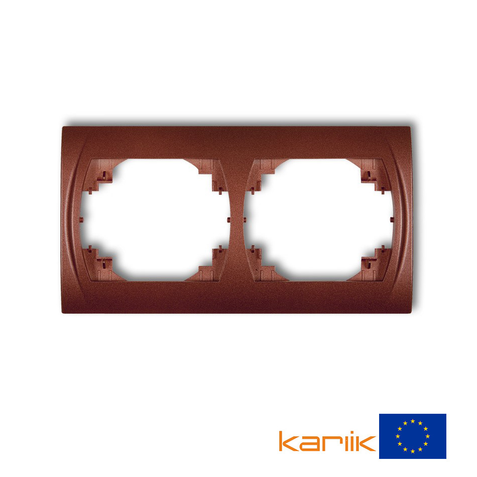 Рамка 2-місна горизонтальна Karlik LOGO 9LRH-2 коричневий металік (для розеток та вимикачів)