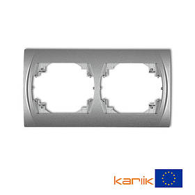 Рамка 2-місна горизонтальна Karlik LOGO 7LRH-2 сріблястий металік (для розеток та вимикачів)