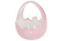 Декоративне Кашпо (цукерниця) "Яйце" 14х13.5х17см, рожевий перламутр в горошок